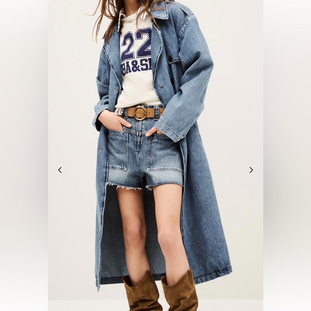 BA&ASH TRESCA LONG DENIM TRENCH COAT